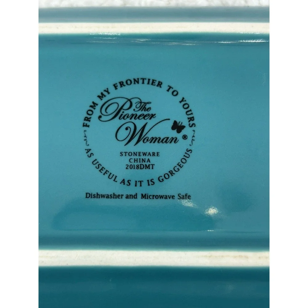Pioneer Woman Single Stick Butter Dish Vintage Floral Stoneware Teal Red Ivory